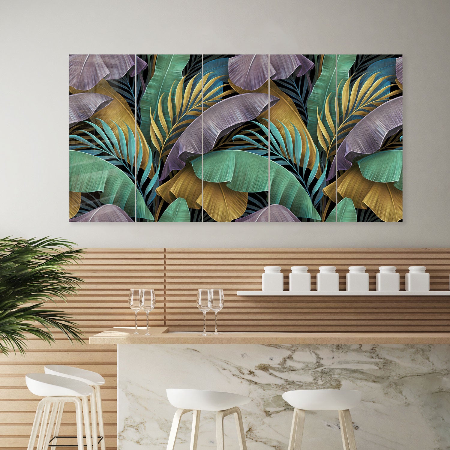 Tropical Leaves for Home Decor | Artificial Palm Leaves for Wall Art, Party & Wedding Decorations | Perfect for Boho, Jungle & Tropical Themes