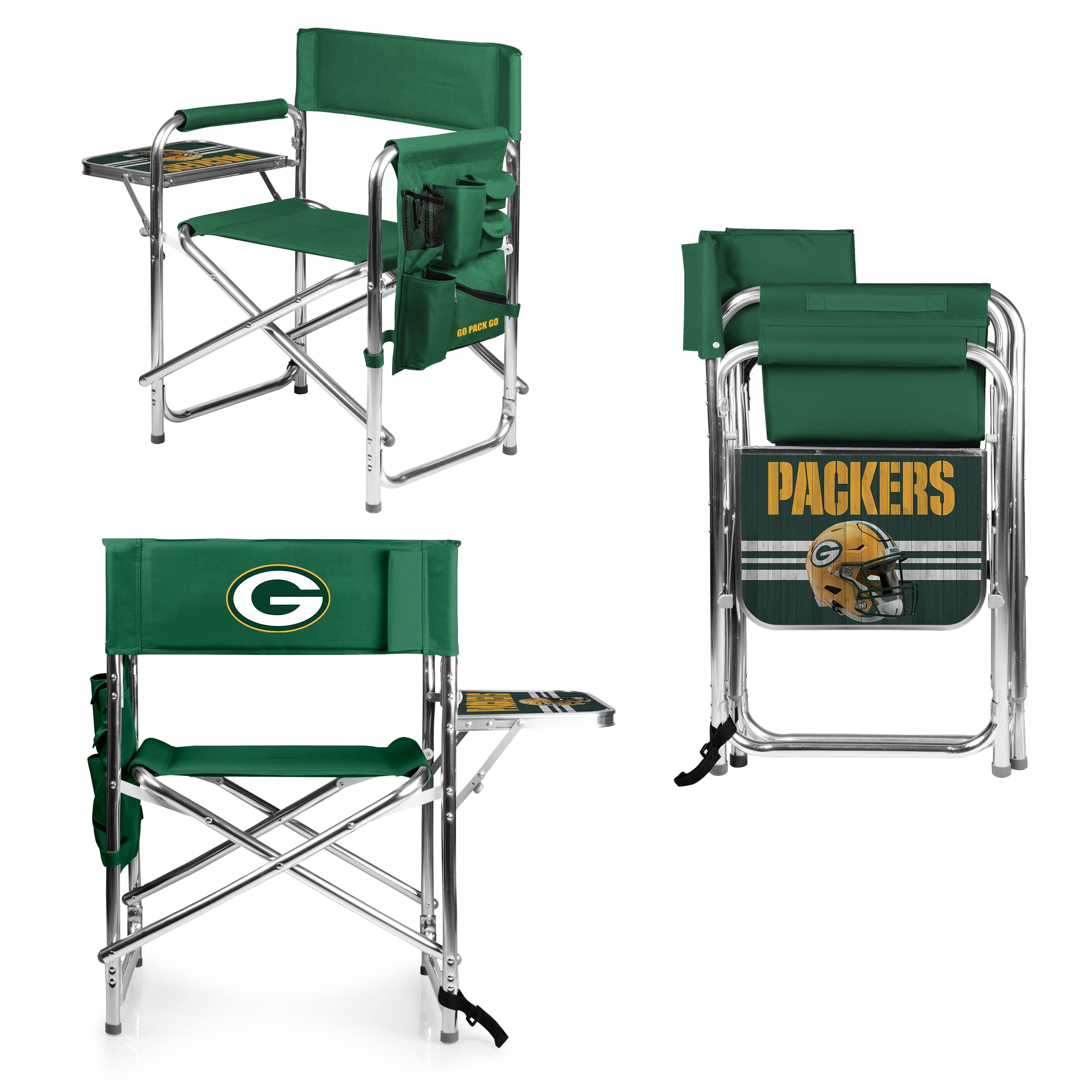 PICNIC TIME NFL Unisex-Adult Portable Folding Sports Chair with Side Table - Perfect for Beach, Camping, Tailgating & Outdoor Events - Officially Licensed NFL Team Design