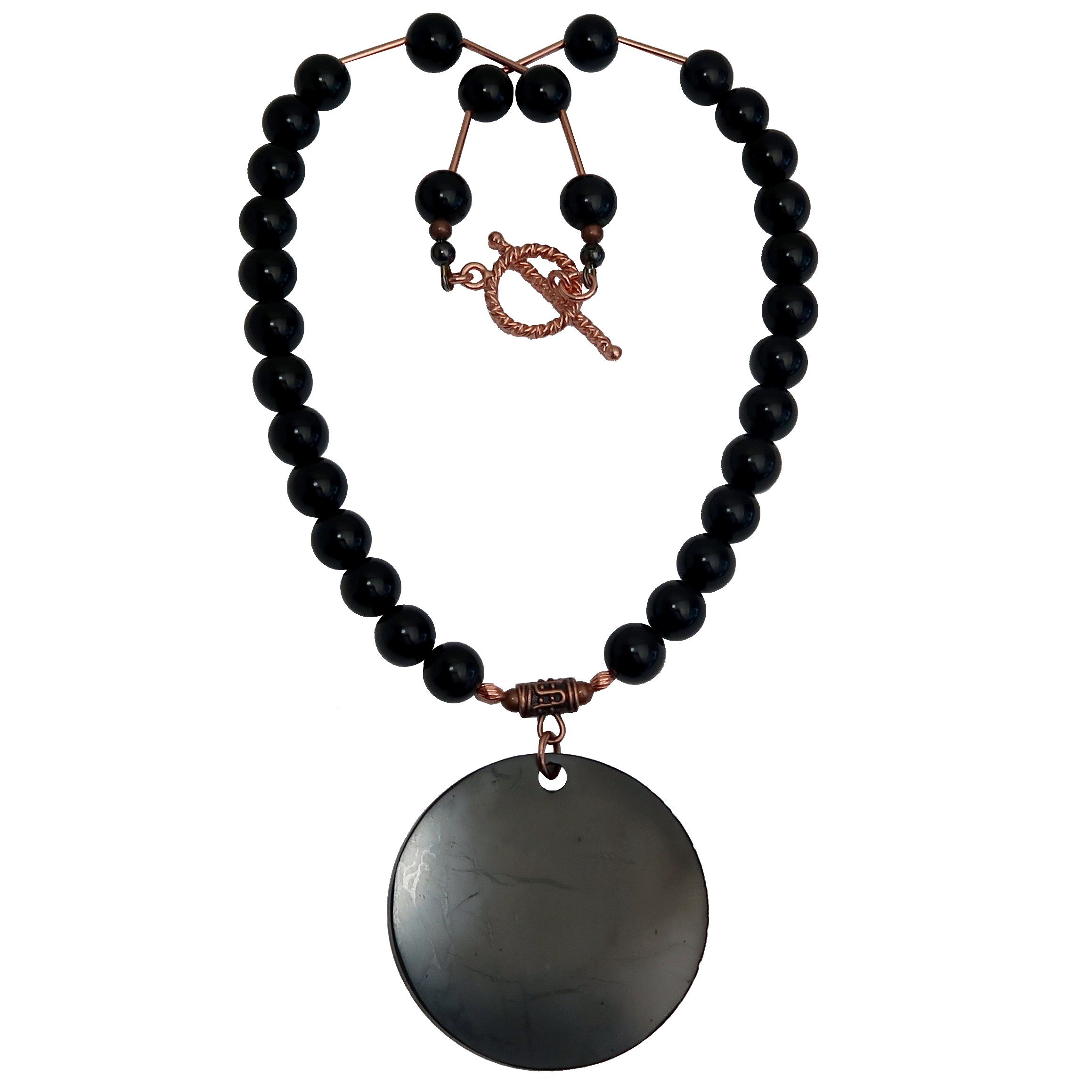 Shungite Necklace with Rainbow Obsidian - EMF Protection Pendant for Men & Women - Spiritual Healing Jewelry for Energy Balance & Stress Relief - Perfect for Meditation, Yoga & Daily Wear