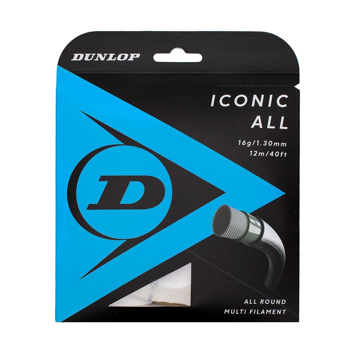Dunlop Iconic All 16G Tennis String Set - High Performance Tennis Racket Strings for Power & Control | Perfect for Competitive Play & Training Sessions
