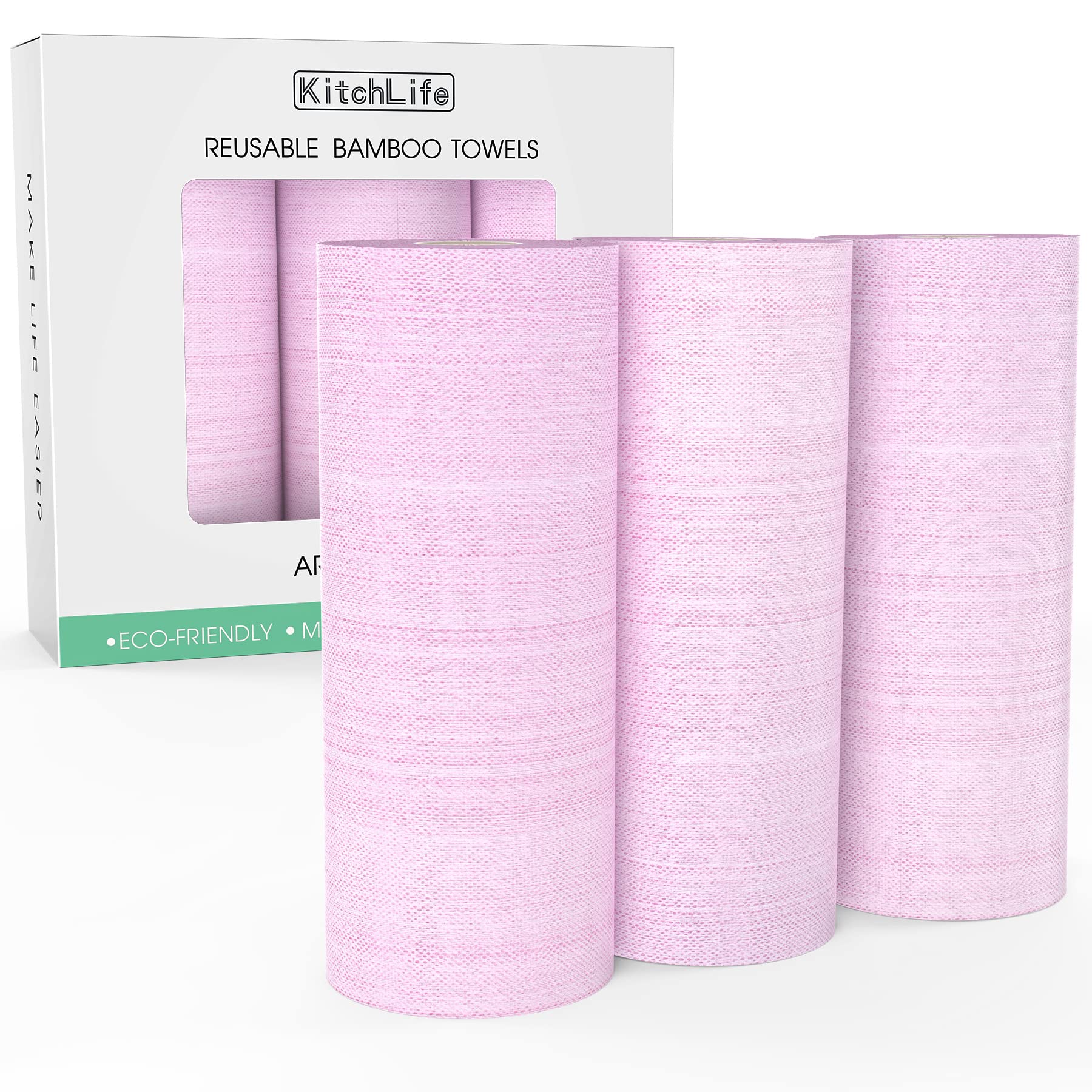 Eco-Friendly Reusable Bamboo Paper Towels - 3 Rolls (12 Months Supply) | Washable & Recycled Kitchen Towels | Zero Waste, Sustainable Home Essentials | Perfect for Kitchen Cleaning, Camping & Eco-Conscious Living