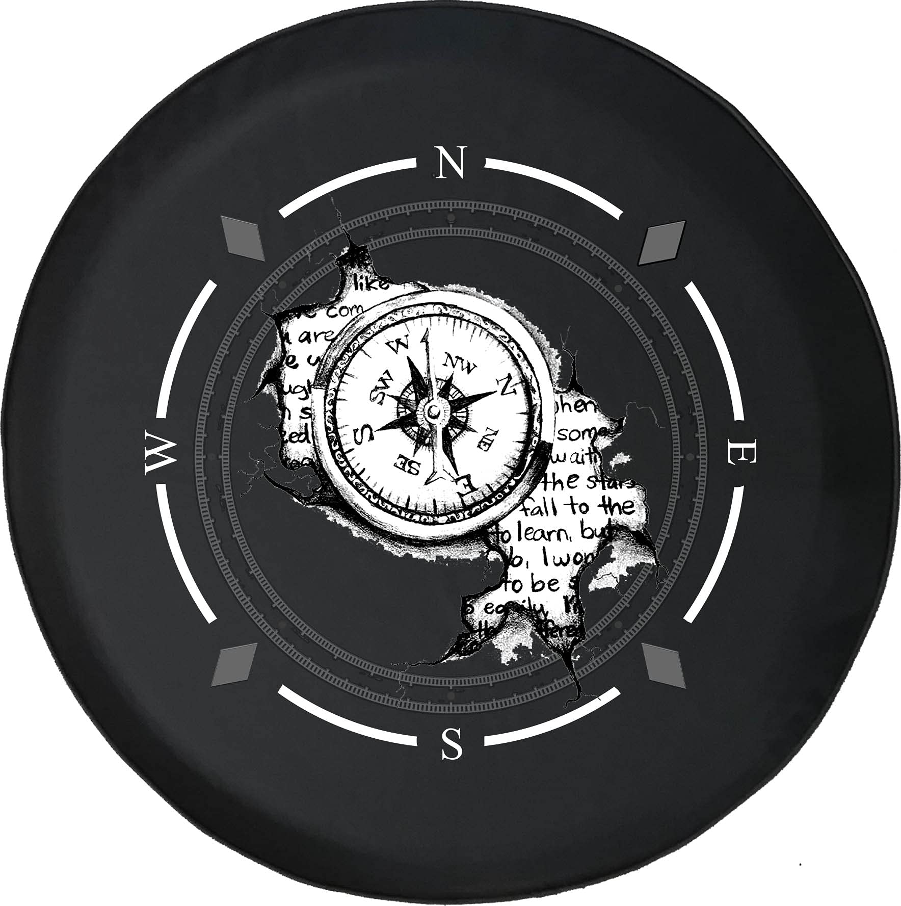 American Unlimited Spare Tire Cover with Compass Design - Motivational Rustic Wheel Cover for SUV, Trailer, RV & Most Vehicles - Perfect for Off-Road Adventures & Camping Trips