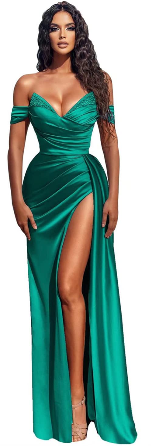 Elegant Mermaid Prom Dress with High Slit & Beaded Details - 2024 Formal Evening Gown for Homecoming, Ball, and Special Occasions