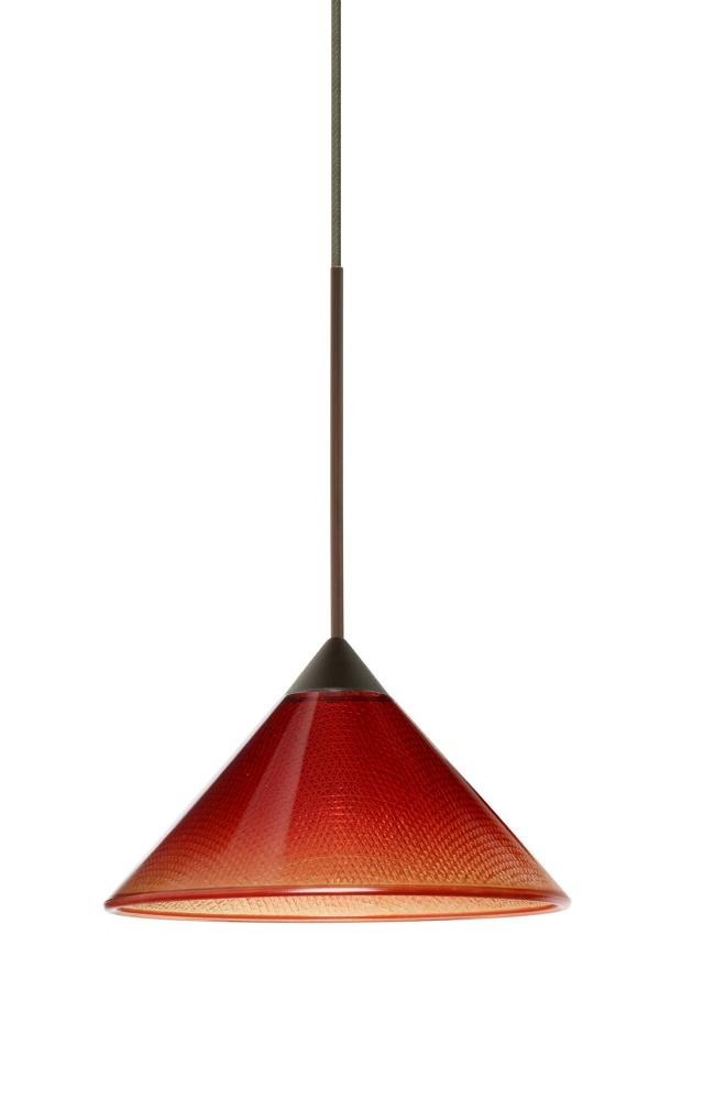 Kona Collection Bronze/Dark Modern LED Pendant Light - Contemporary One Light Fixture for Dining Room, Kitchen Island & Living Room Decor