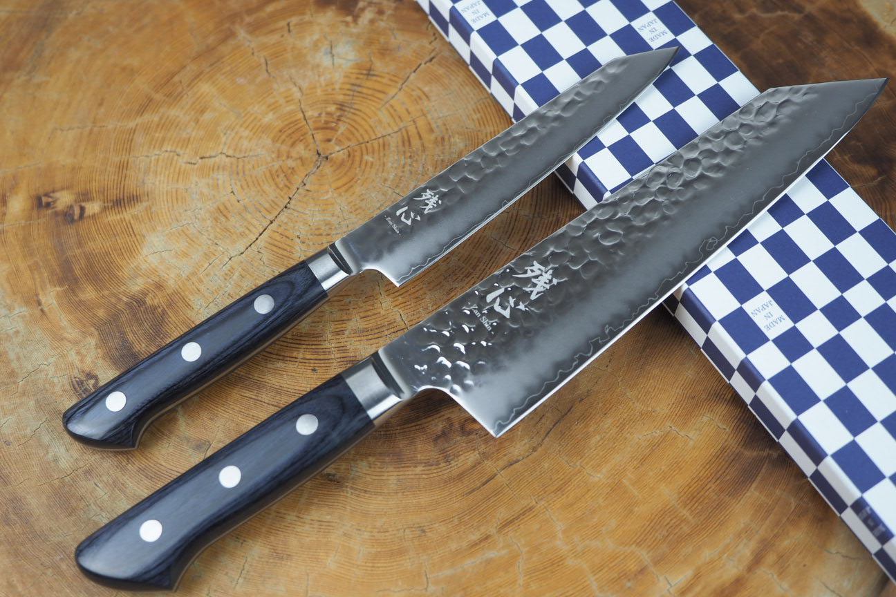 Premium Zan Shin AO 2 Knife Set - AUS10 Bunka (19cm) & Petty (13.5cm) Japanese Chef Knives for Slicing, Chopping & Precision Tasks - Perfect for Home Cooks & Professional Kitchens