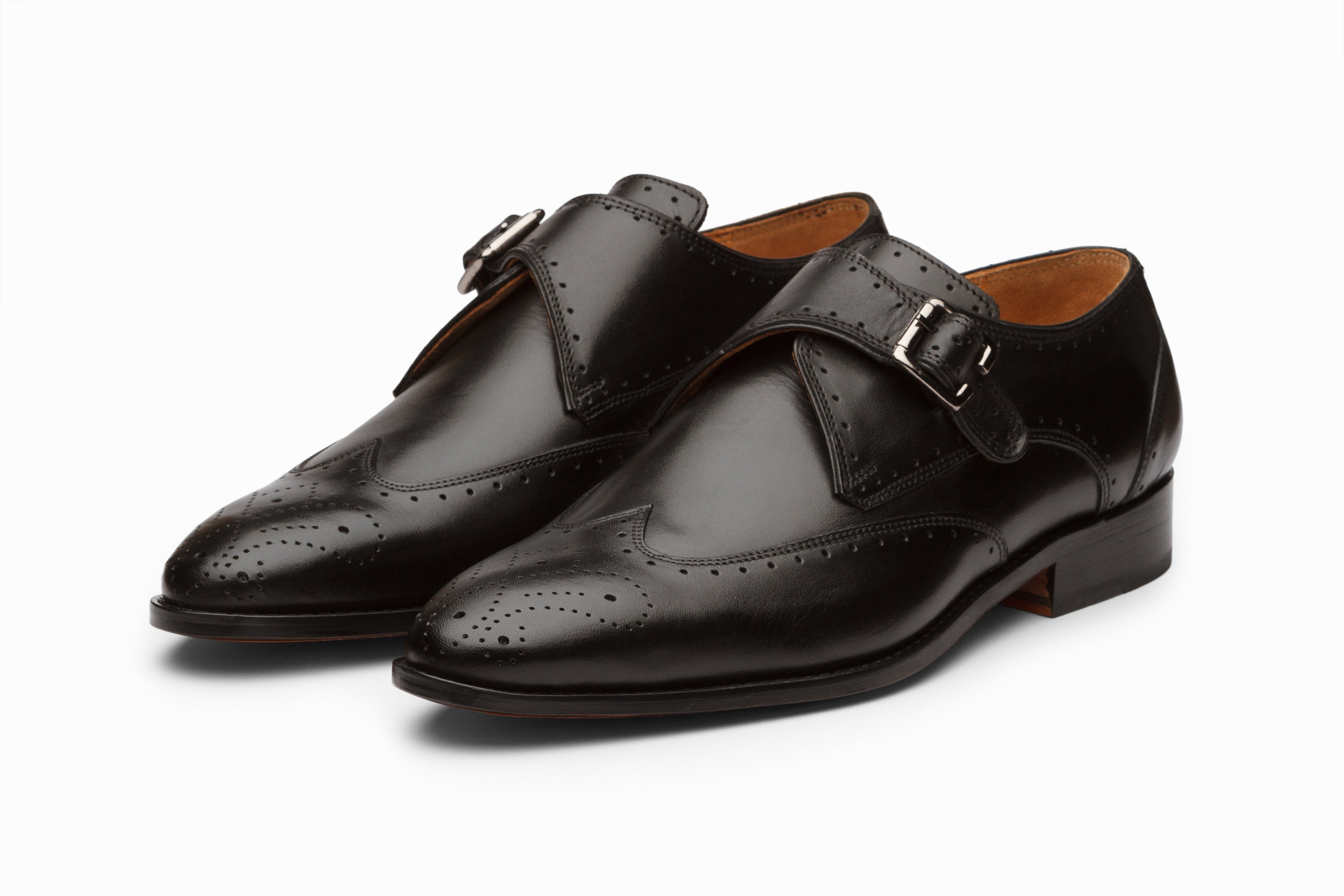 Stylish Black Brogue Monk Strap Dress Shoes for Men - Perfect for Business, Formal Events & Office Wear