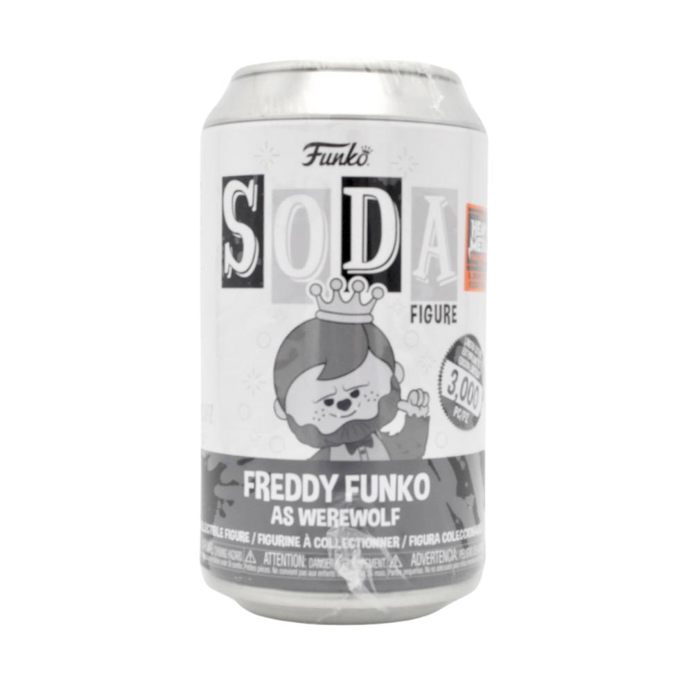 2023 Fright Night Exclusive Funko Soda Freddy Funko as Werewolf - Limited Edition Black & White Collectible Figure (Sealed) | Perfect for Horror Fans & Pop Culture Collectors
