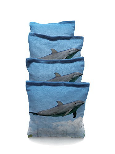 Premium Custom Cornhole Bags with Dolphin Jumping Design - Regulation Size Bean Bags for Outdoor Lawn Games, Tailgating, Backyard Parties & Beach Fun