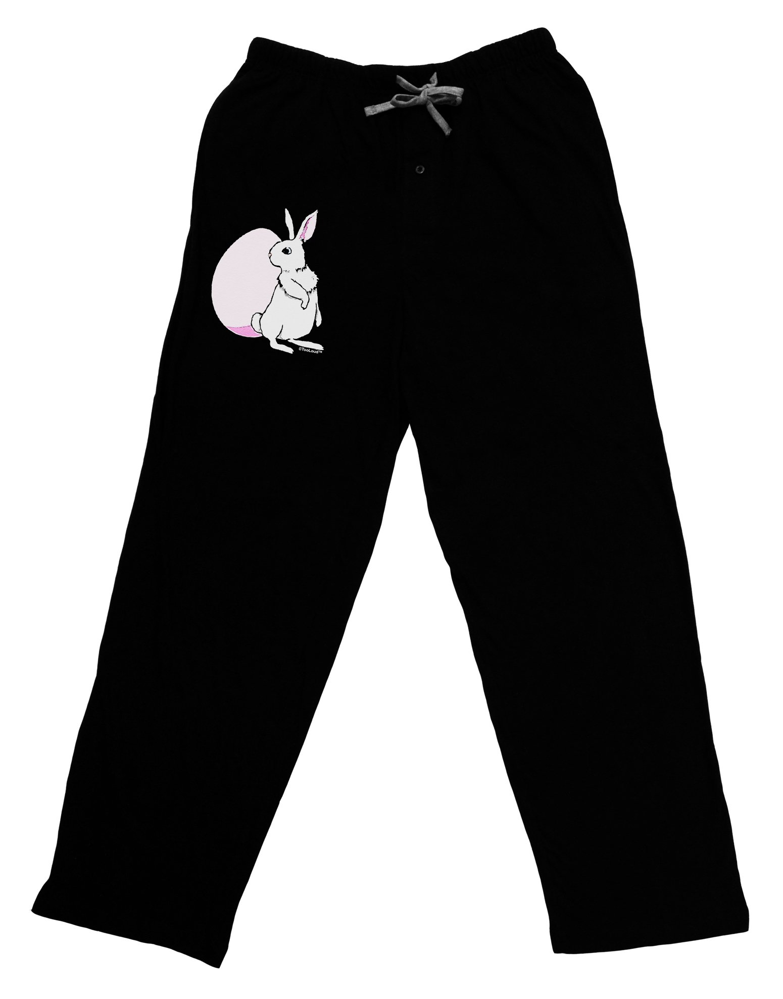 TooLoud Easter Bunny & Egg Print Lounge Pants for Adults - Soft Black Cotton Sleepwear for Women & Men | Perfect for Easter Celebrations, Holiday Pajamas & Cozy Home Wear