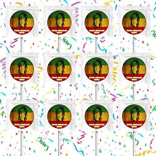 Bob Marley Themed Party Supplies - 12 Pack Reggae Lollipops for Birthday Decorations & Jamaican Music Festival Favors | Perfect for Reggae Parties, 70s Theme Events & Caribbean Celebrations