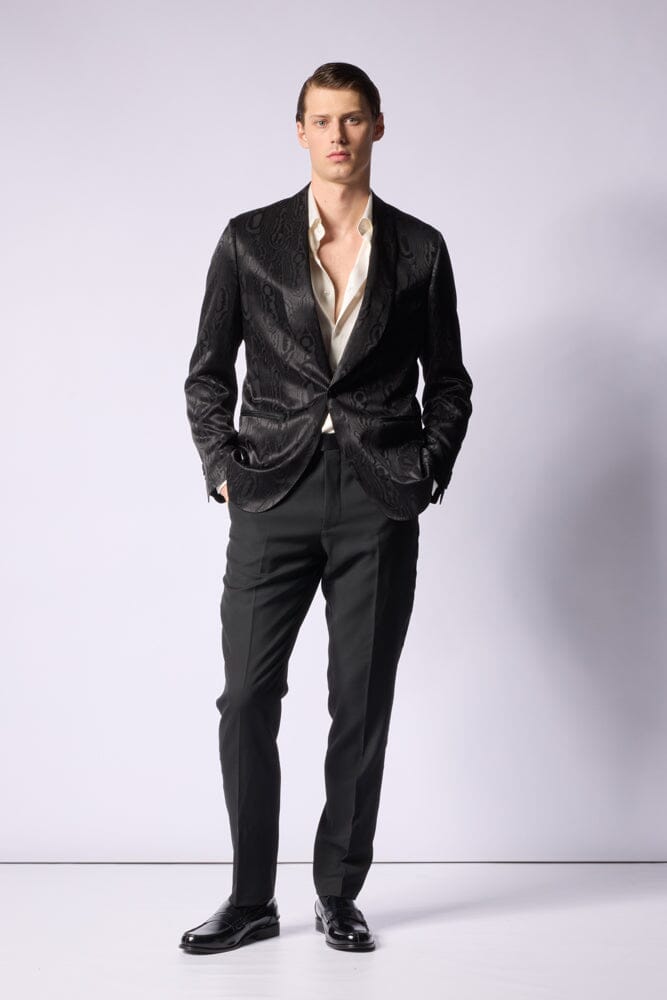 Luka 6 Cocktail Jacket for Women - Black Tonal Jacquard Blazer - Elegant Evening Wear for Parties & Special Occasions