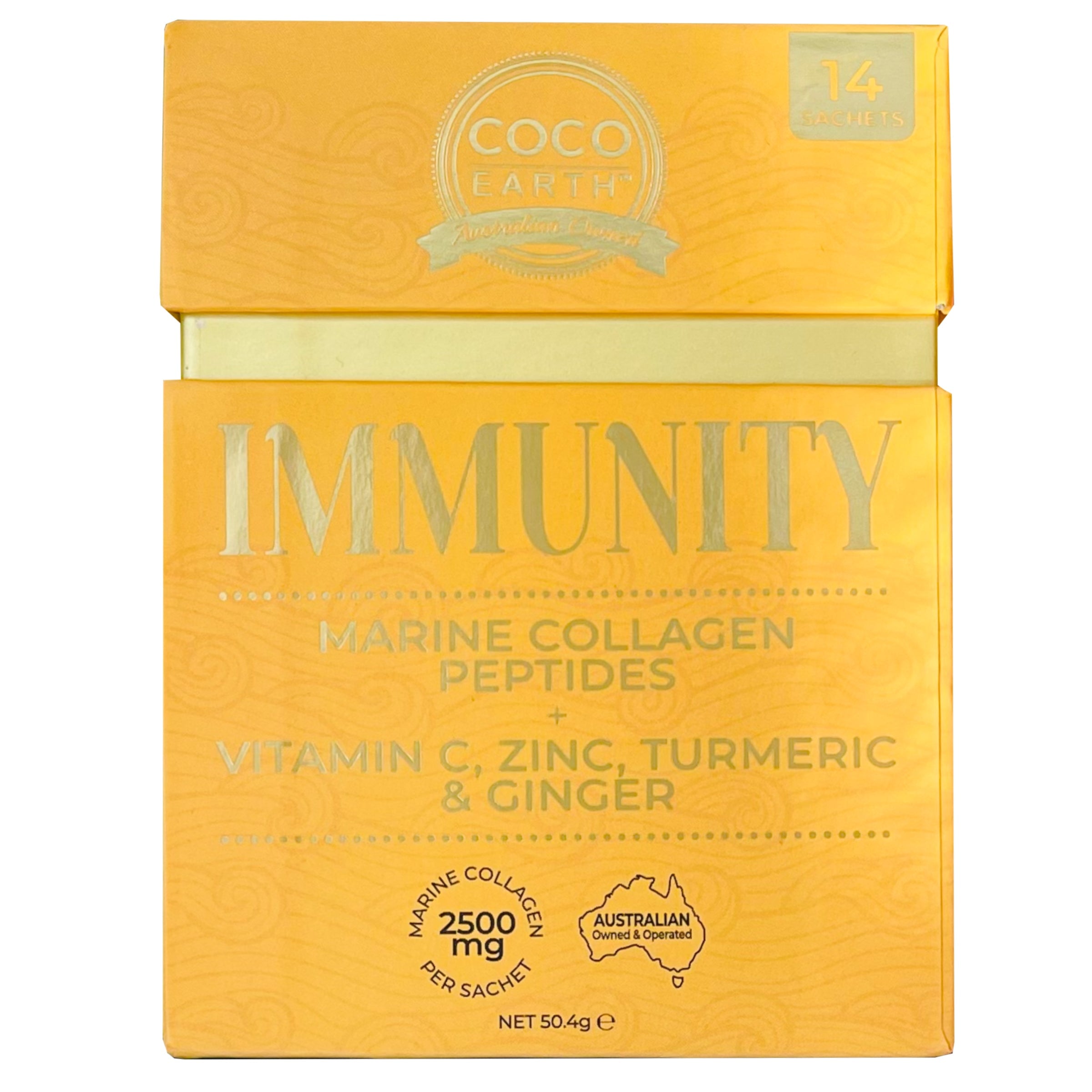 Premium Marine Collagen Peptides Powder with Immune Support - Coco Earth Collagen Sachets for Skin, Hair & Joint Health - Perfect for Daily Wellness Routine & Travel