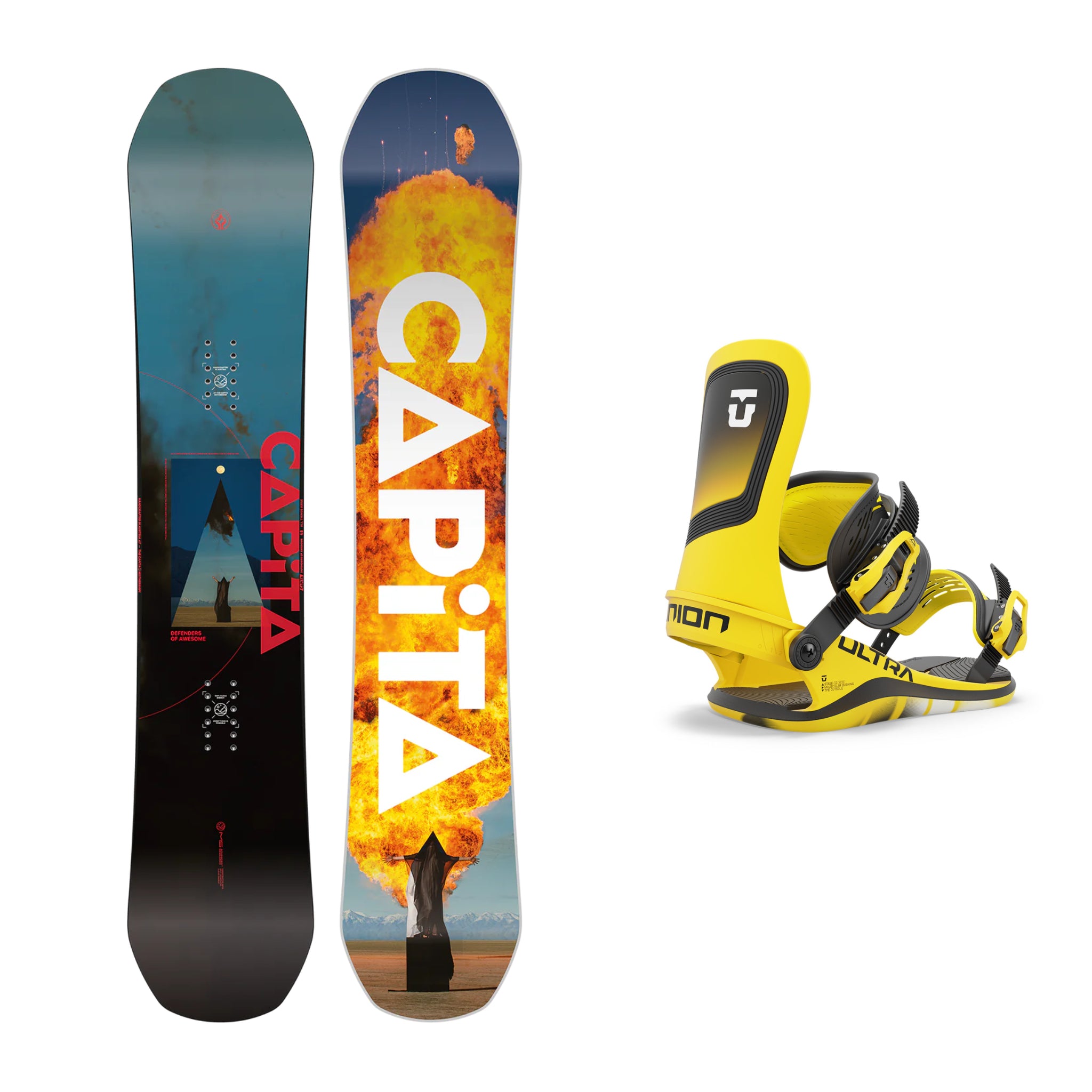 CAPiTA Defenders Of Awesome Snowboard with Union Ultra Bindings 2025 - All-Mountain Freestyle Snowboard for Men & Women | Perfect for Park, Powder & Backcountry Riding