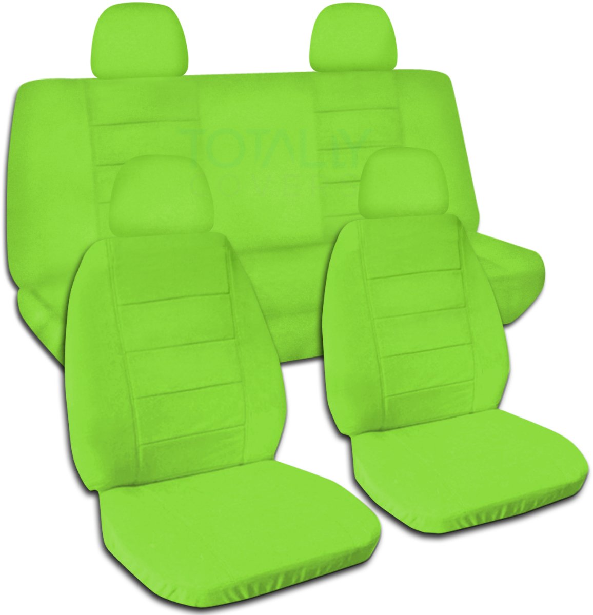 Premium Solid Color Car Seat Covers Full Set with 4 Headrest Covers (2 Front + 2 Rear) - Lime Green - Universal Fit for Cars, Trucks, Vans, SUVs & RVs - 22 Color Options - Perfect for Road Trips, Daily Commuting & Vehicle Protection