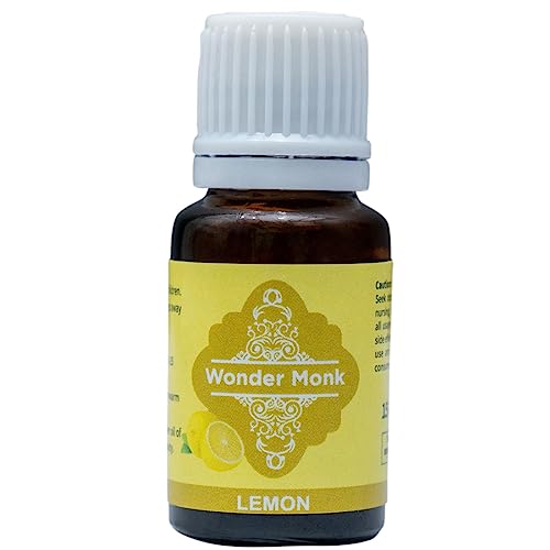 Wonder Monk Lemon Essential Oil - 100% Pure & Natural Diffuser Oil for Skin, Hair, Scalp, Face & Nails | Aromatherapy, Relaxation & Home Fragrance (10ml) - Perfect for Massage, Spa & DIY Beauty Treatments
