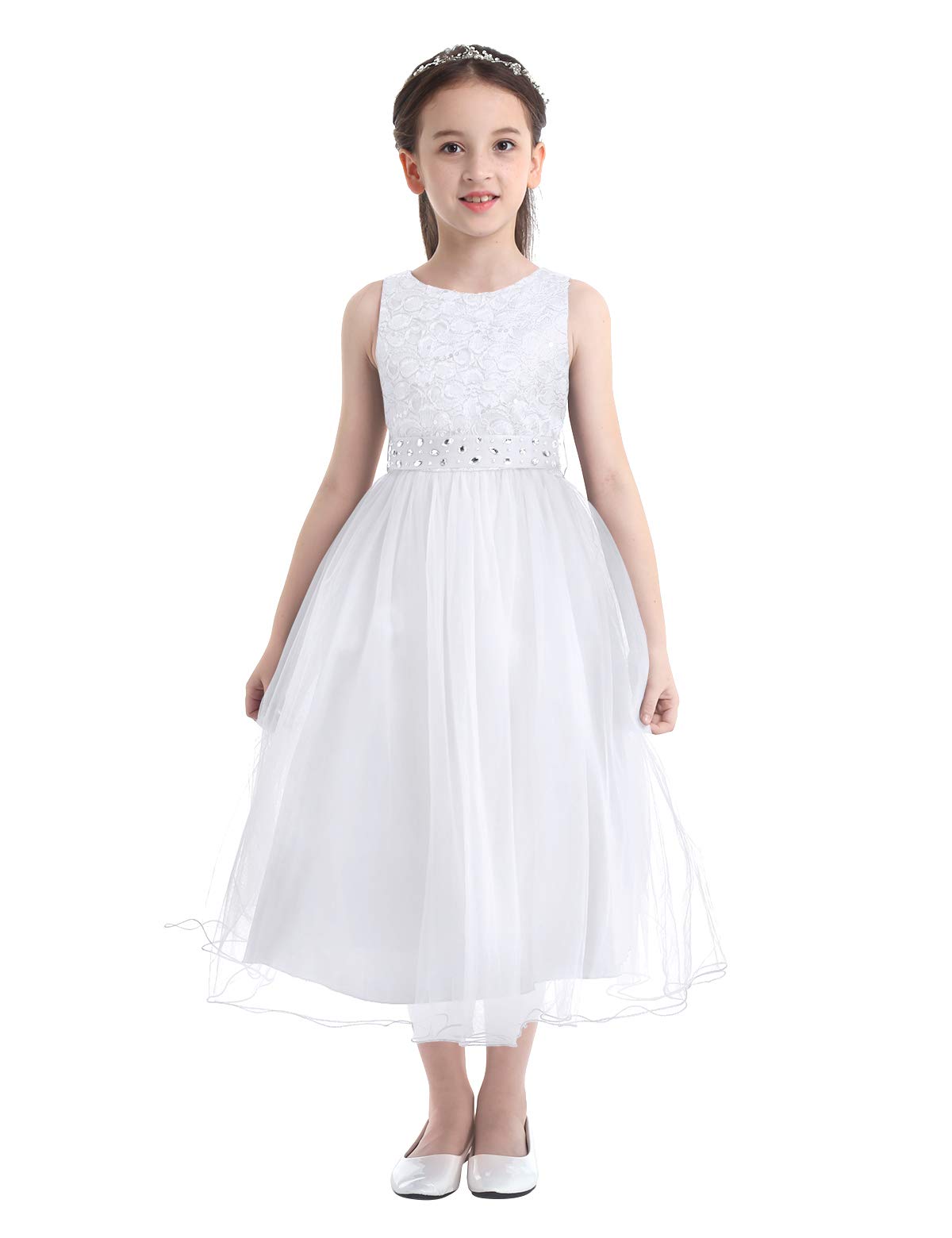 Vastwit Girls Floral Lace Princess Dress - Sleeveless Flower Girl Bridesmaid Maxi Gown for Weddings, Parties & Special Occasions | Perfect for Flower Girls, Pageants & Formal Events