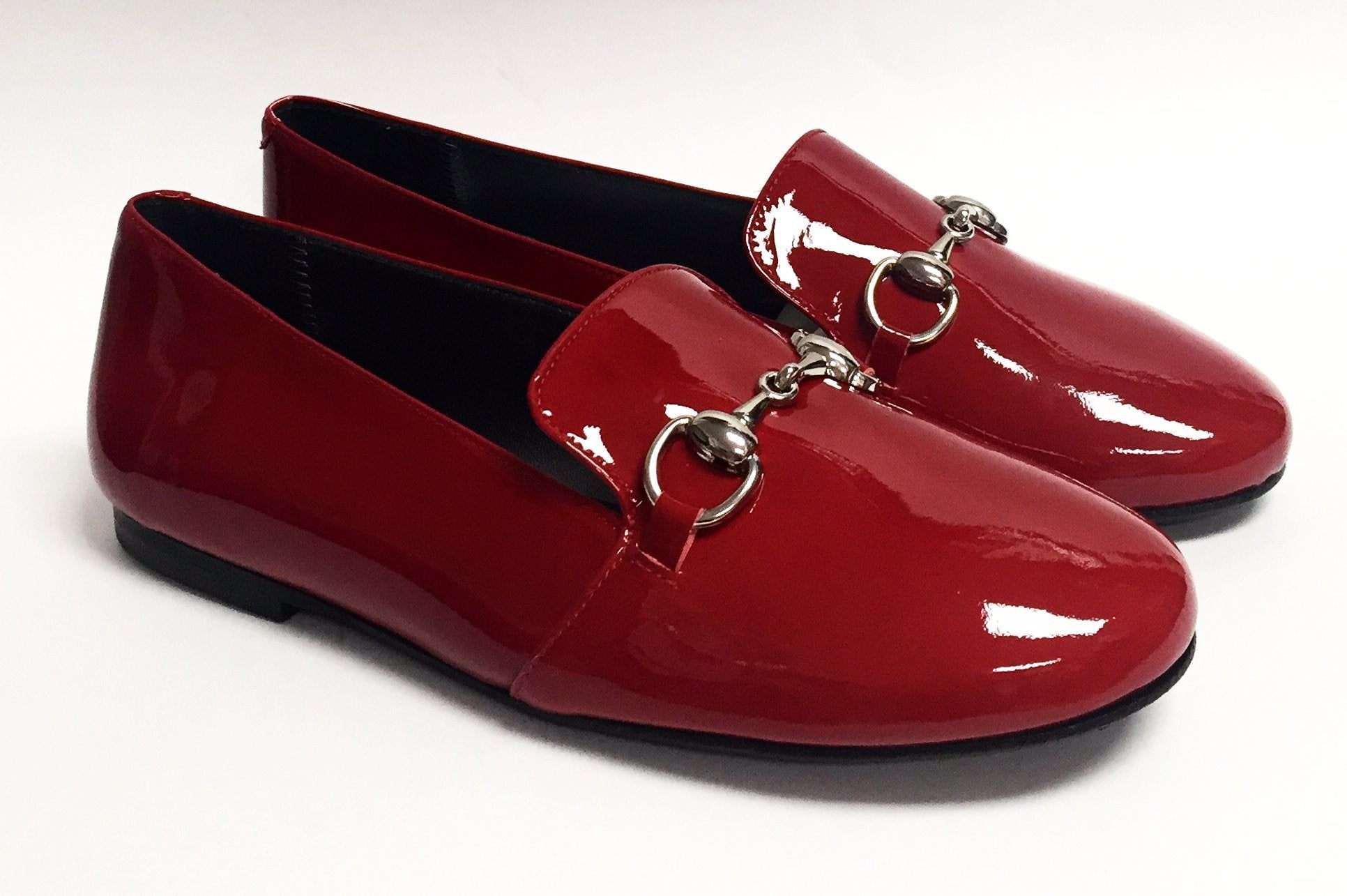 Red Patent Leather Smoking Slippers with Buckle - Elegant Formal House Shoes for Men | Perfect for Lounging, Weddings & Special Occasions