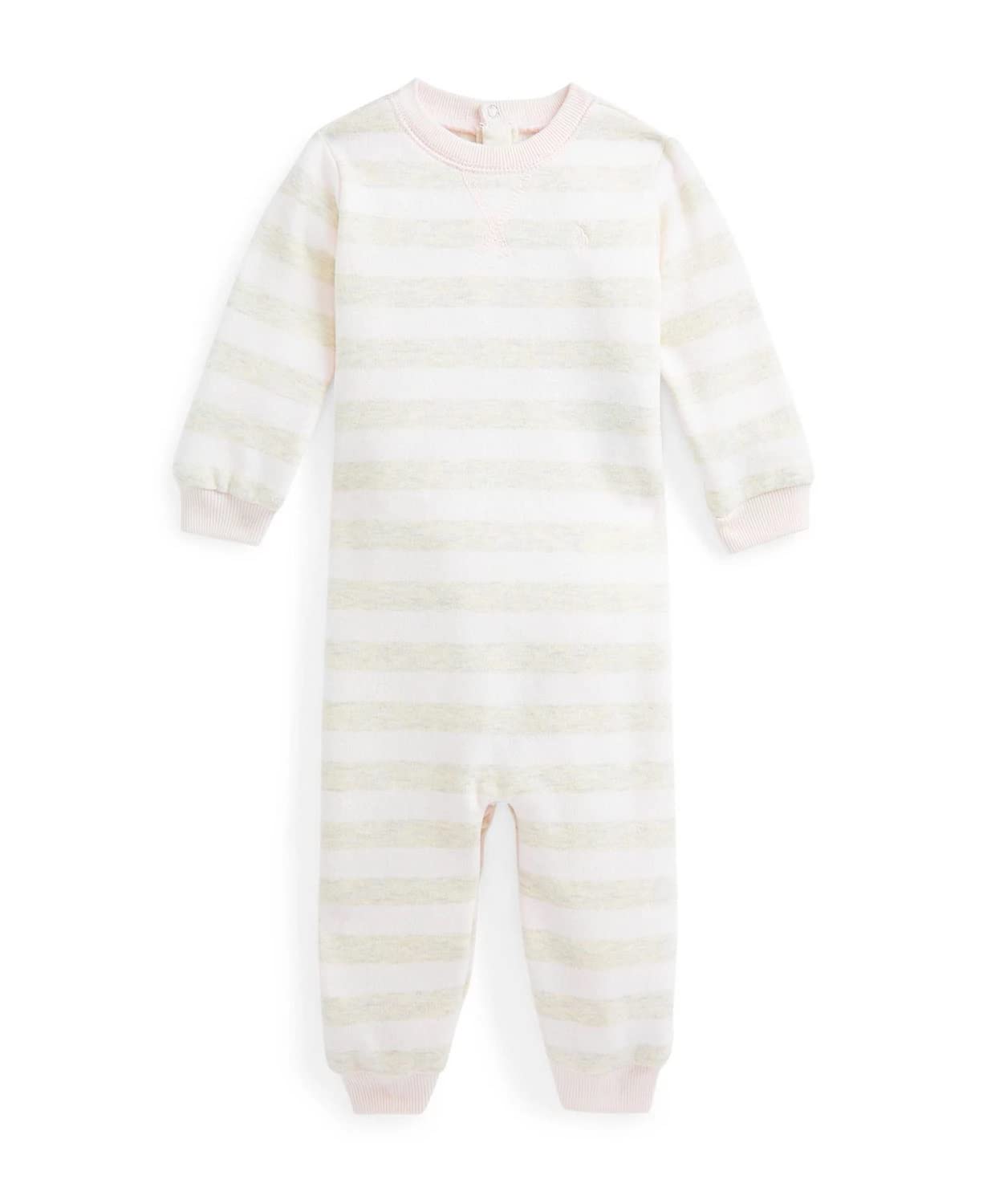 Ralph Lauren Baby Girls Striped Fleece Coveralls - Soft Pink Jumpsuit for 6 Months | Cozy Winter Outfit, Newborn Photoshoot, Holiday Gift