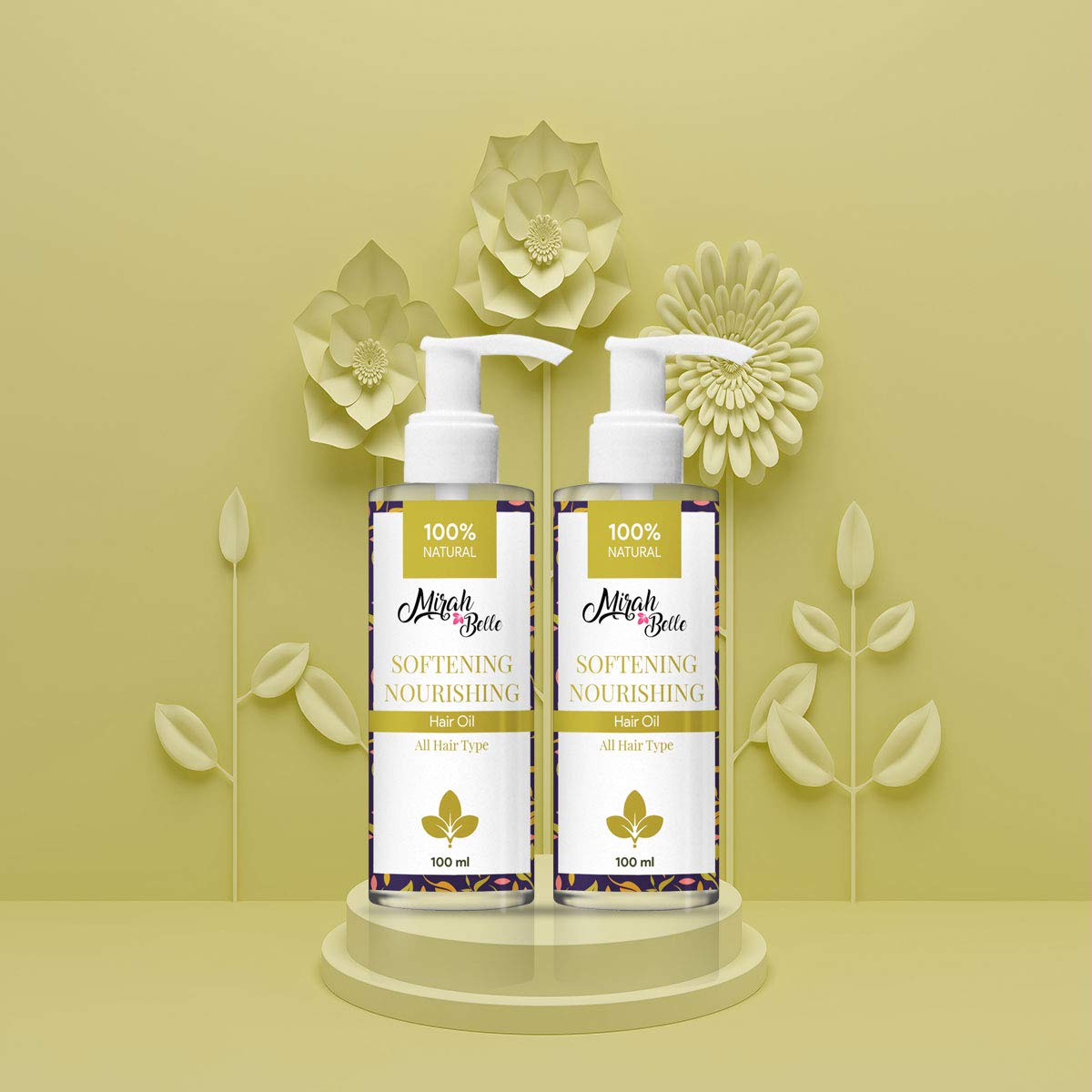 Organic Hair Oil for Softening & Repair - Mirah Belle Natural Hair Treatment (Pack of 2) - Reduces Hair Fall & Dandruff - Tames Frizzy Hair - 200ml - Perfect for Daily Hair Care & Scalp Nourishment