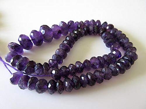 GemAbyss Faceted Amethyst Gemstone Beads Rondelles 8-14mm (8 Inch) for Jewelry Making, DIY Crafts & Healing Crystals - Code MVG-49443