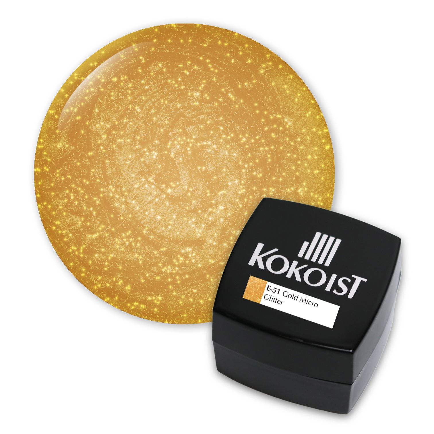 Kokoist E 51 Gold Micro Glitter - Premium Nail Art Glitter Powder for Gel Polish & Acrylic Nails - Perfect for Salon, DIY Manicure & Nail Art Designs