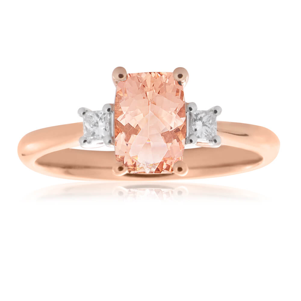 9ct Rose Gold 0.75ct Morganite & 0.10ct Diamond Engagement Ring for Women - Perfect for Weddings, Anniversaries & Romantic Gifts