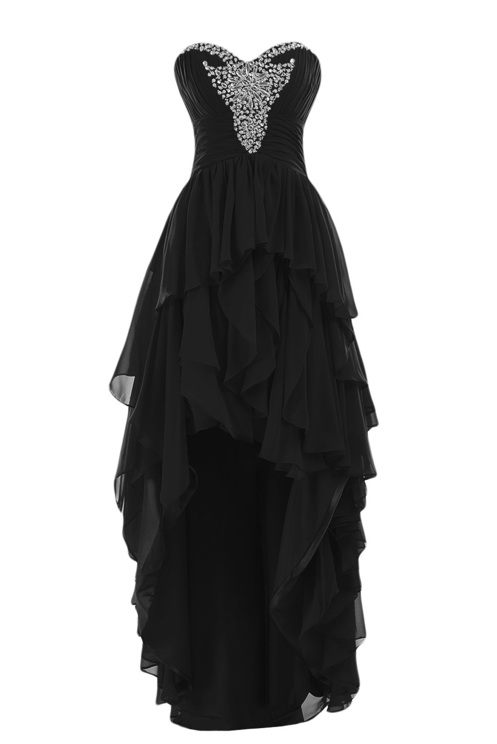 SUNVARY Elegant Hi-Lo Cocktail Dress with Strapless Ruffles - Perfect for Prom, Bridesmaid Parties & Evening Events - Women's Formal Party Gown for Special Occasions
