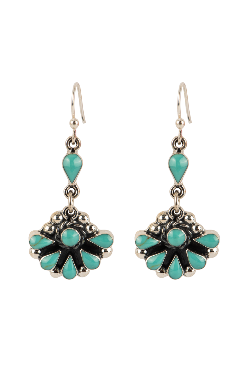 Paige Wallace Turquoise Fan Earrings – Handmade Boho Dangle Jewelry for Women | Perfect for Festivals, Parties & Everyday Wear