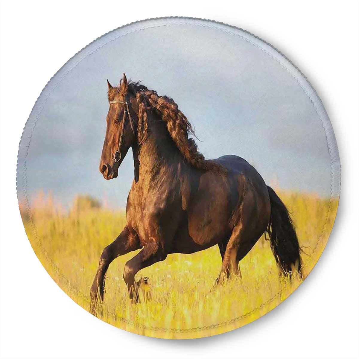 Premium Anti-Slip Round Mouse Pad with Stitched Edge - 7.9