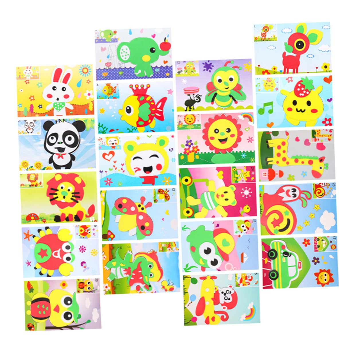 TOYANDONA 20pcs 3D Mosaic Stickers for Toddlers 2-4 Years - Cartoon Animal Painting Sticker Art Kit, Early Learning Crafts, Preschool Eva Puzzle Toys, DIY Kids Activities for Birthday Party Favors & Classroom Projects