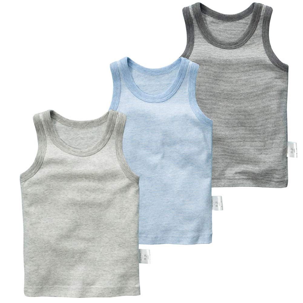 3 Pack Toddler Boys' Tank Tops - 100% Cotton Sleeveless Undershirts for Summer Play & Casual Wear
