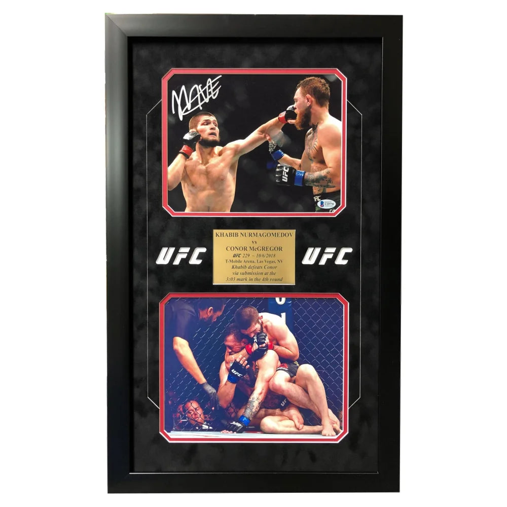 Authentic Khabib Nurmagomedov Hand-Signed UFC 8x10 Photo Collage with BAS COA - Perfect for MMA Memorabilia Collectors & Sports Fans