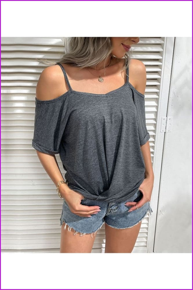 Lovevop Women's Casual Off-Shoulder Short Sleeve T-Shirt FW8681 - Perfect for Summer Outfits, Beach Wear & Casual Daily Fashion