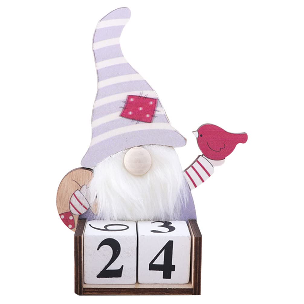 **iFundom Wooden Christmas Countdown Calendar - Small Retro Gnome Desk Calendar, Perpetual Block Calendar for Home & Office Decor - Perfect for Holiday Countdown, Gift Exchange & Festive Centerpiece**