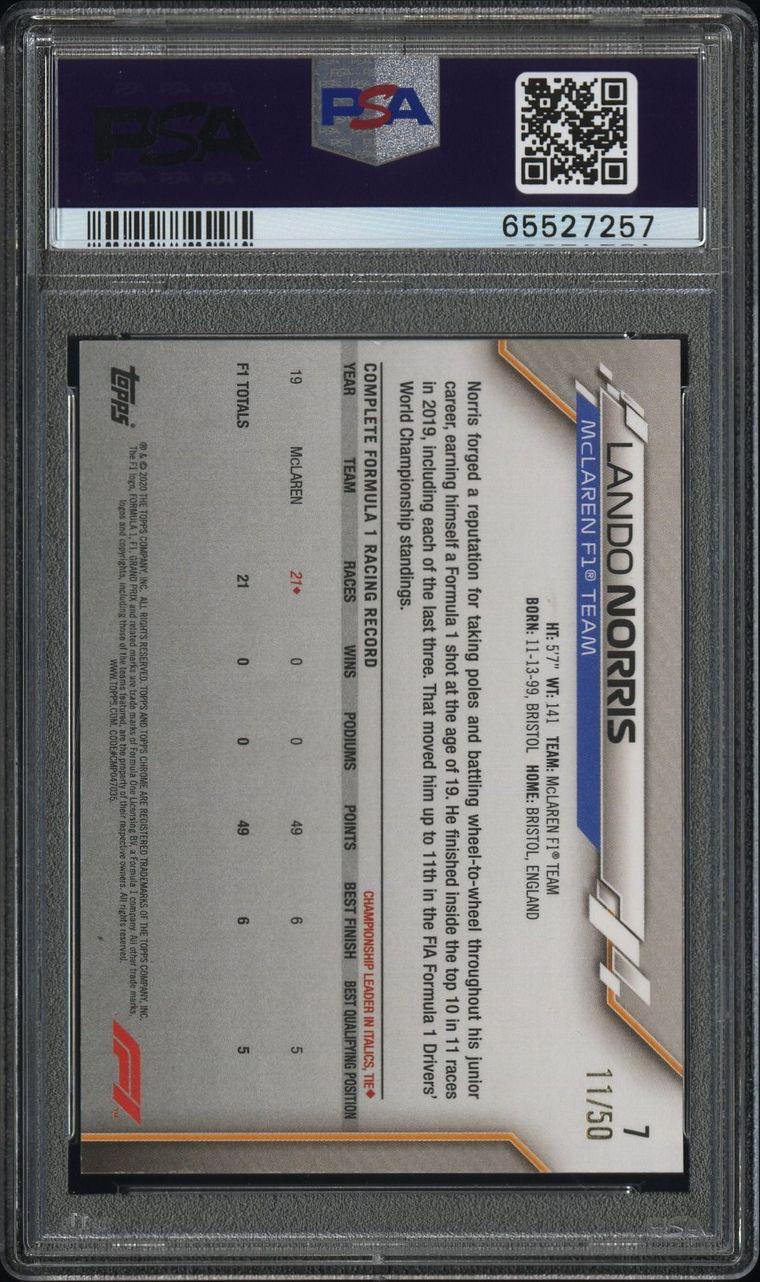 2020 Topps Chrome F1 Lando Norris #7 Sapphire Edition SP Gold PSA 10 - Rare Collectible Formula 1 Trading Card for Sports Memorabilia & Racing Fans