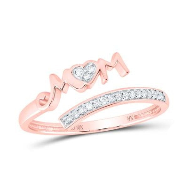 10k Gold Diamond Mother's Ring 1/12 CTTW - Elegant Gift for Mom, Anniversary, Birthday & Special Occasions