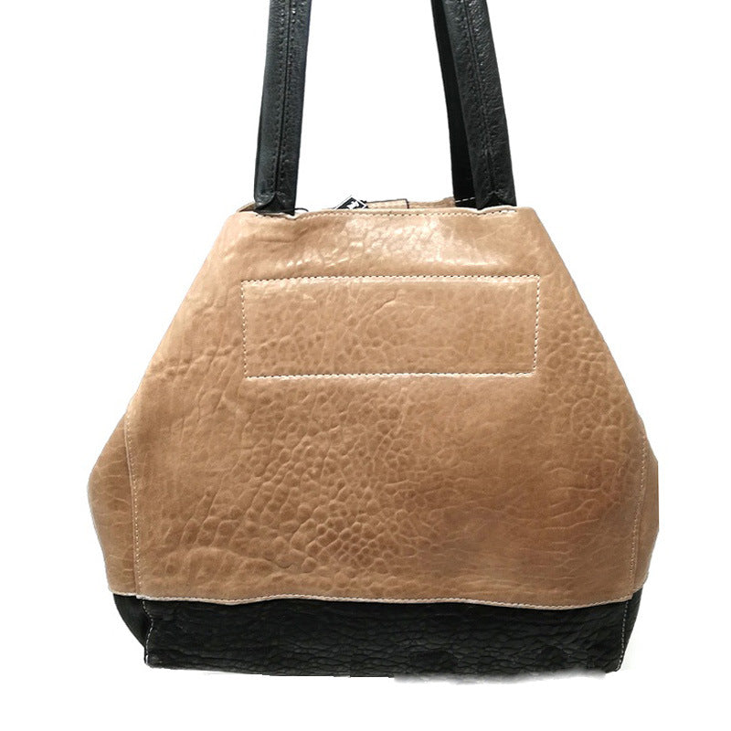 Maxon Collections Italian Nappa Leather Texas Tote Bag - Premium Tan & Black Handbag for Women | Perfect for Work, Travel & Everyday Use