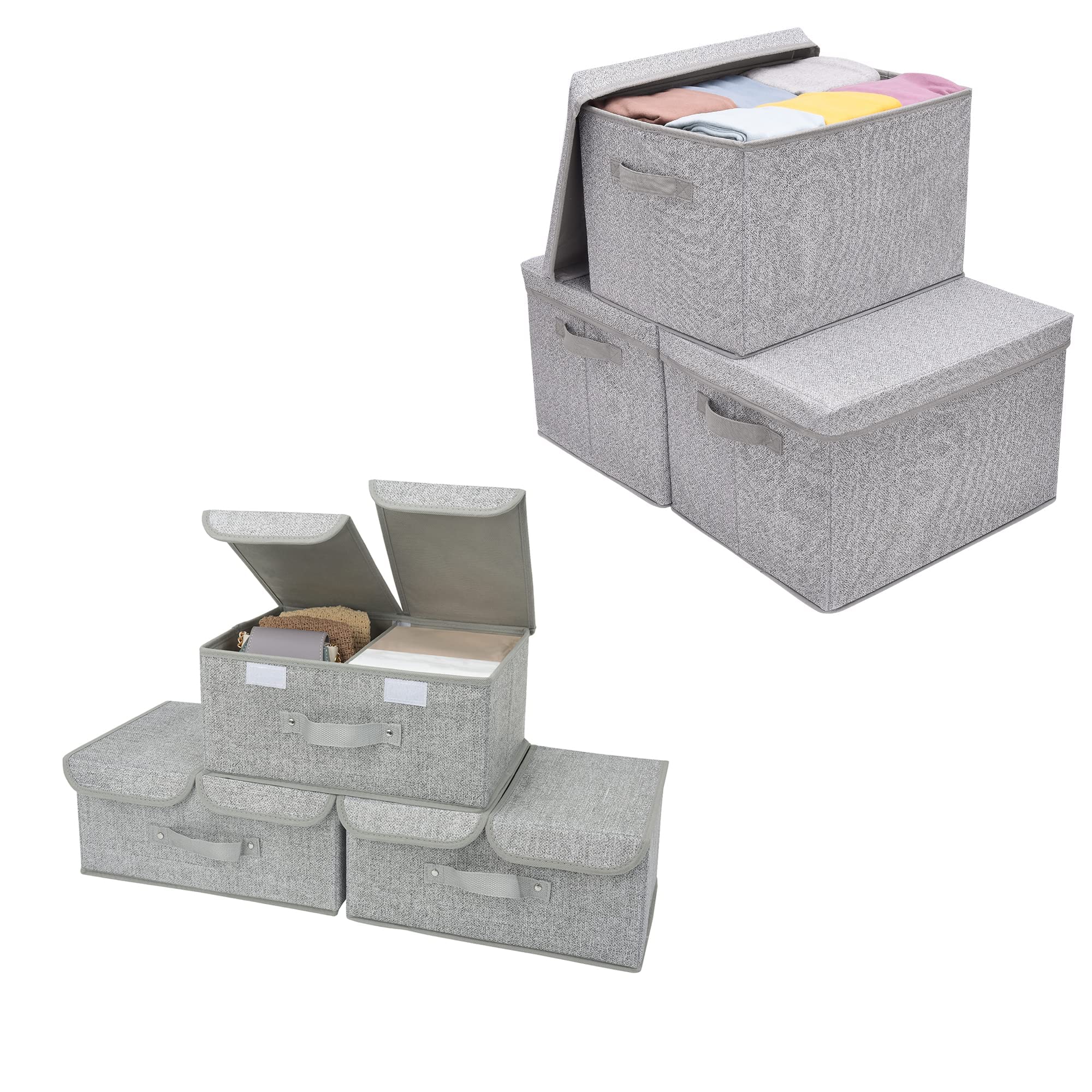 GRANNY SAYS 3-Pack Storage Containers with Lids - Space Saving Organizer Bins for Closet, Kitchen, Pantry & Home Organization | Stackable Plastic Storage Boxes for Toys, Clothes & Household Items