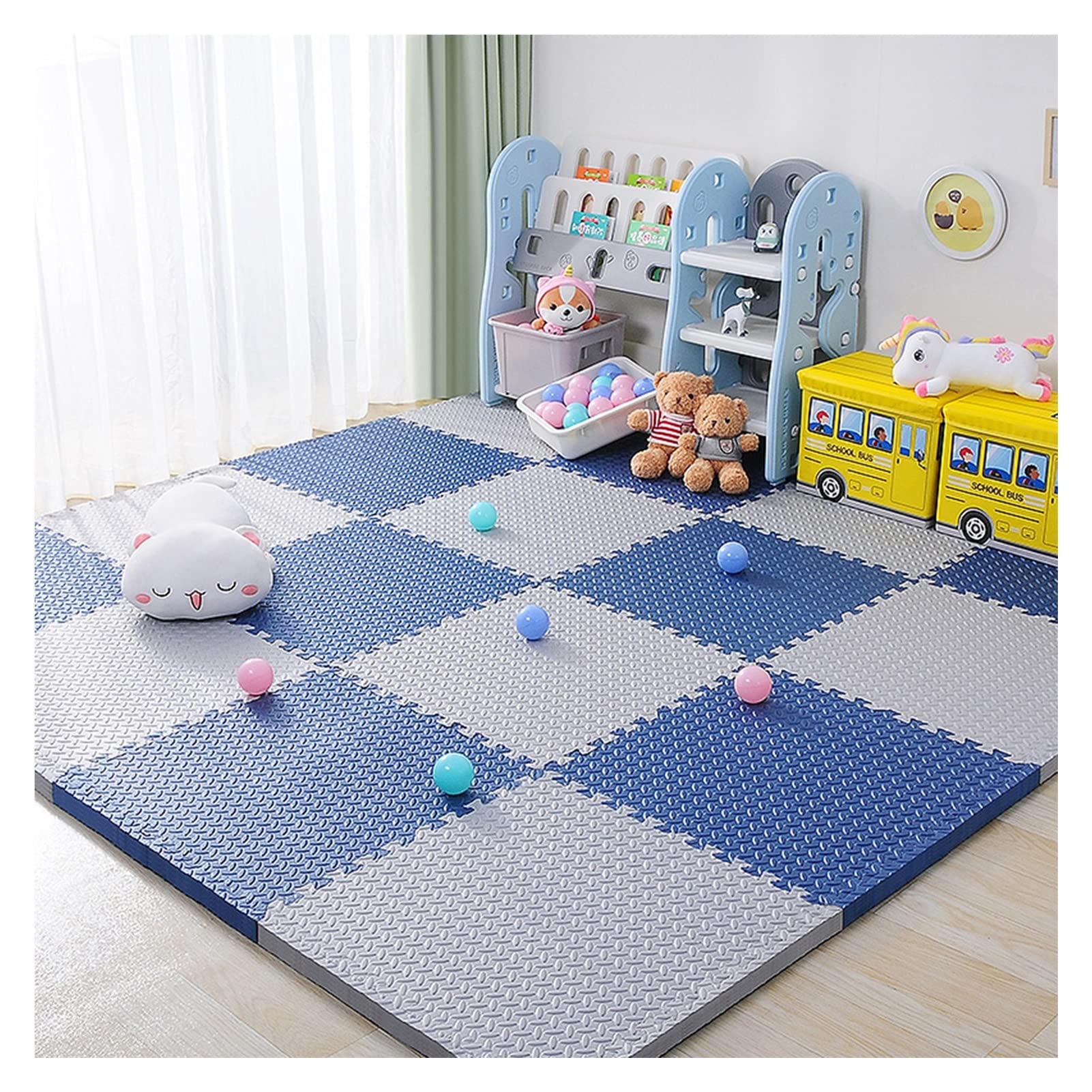 Interlocking EVA Foam Puzzle Exercise Floor Mat - Non-Slip Gym & Yoga Mat, Kids Play Mat for Home Workout, Outdoor Fitness (24