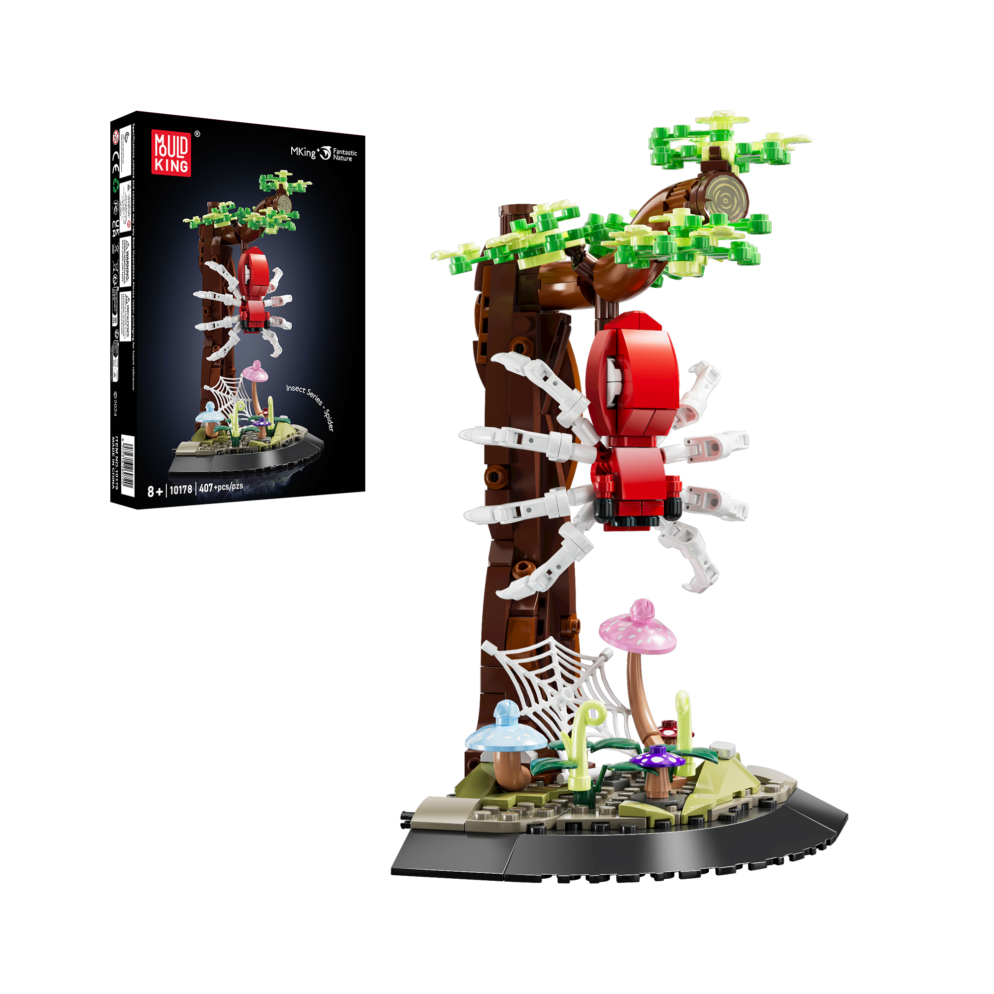 Mould King 10178 Creative Spider on Web Building Set - 407 Piece Insect Model Kit for STEM Learning & Home Decoration | Perfect Gift for Kids & Adults Who Love Spiders & DIY Projects