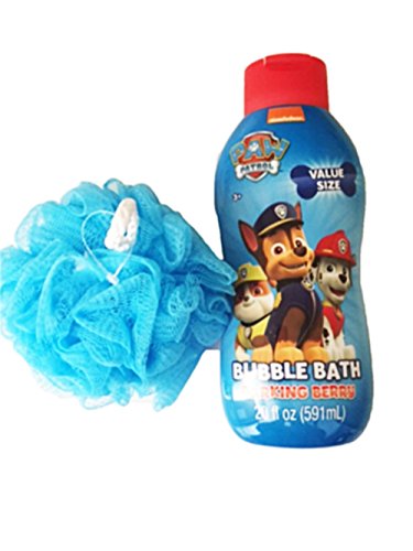 Paw Patrol Bubble Bath Pouf Gift Set for Kids - Berry Scented & Barking Sound - Fun Bath Time Toy for Toddlers & Children - Perfect Birthday or Holiday Gift