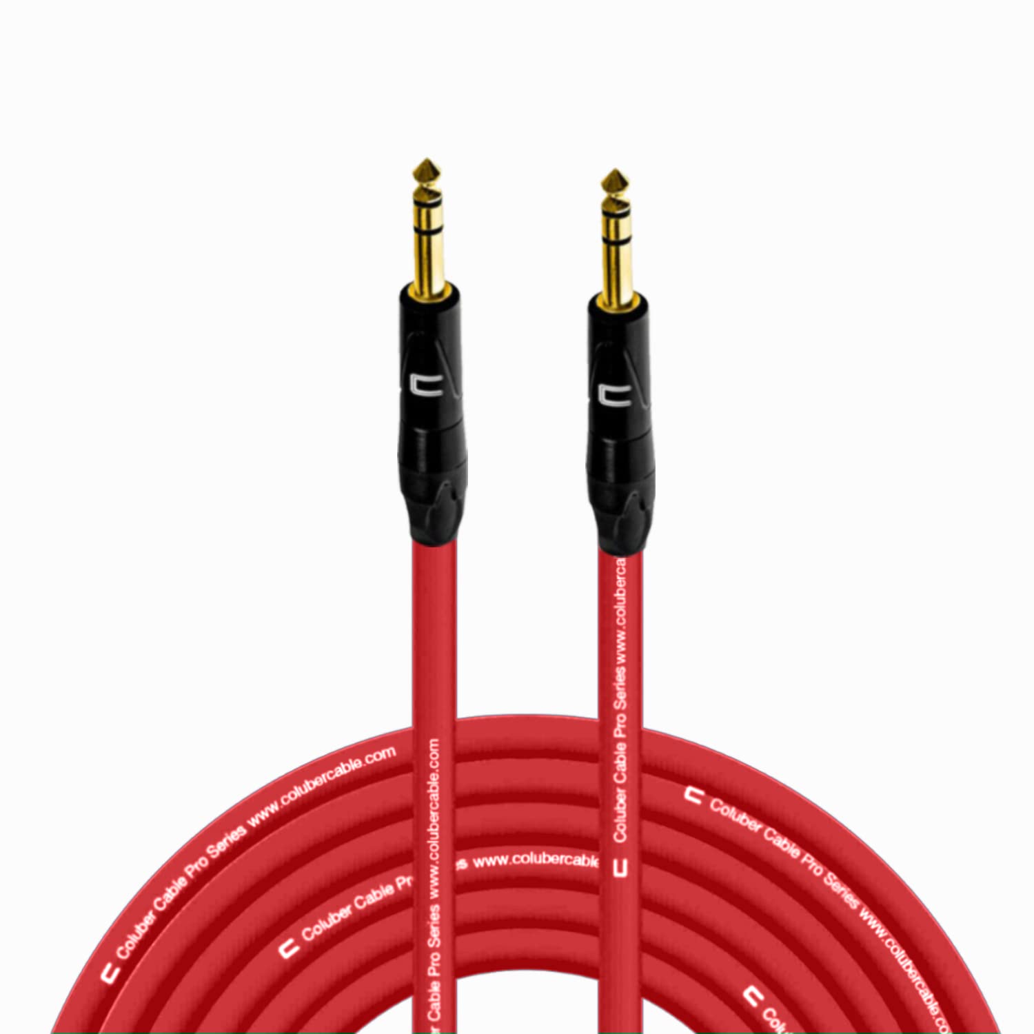 35 Feet TRS Male to Male Stereo Balanced Audio Cable (1/4 Inch/6.35mm) - Red - for Powered Speakers, Audio Interface, Mixer, DJ Equipment - Perfect for Live Performances, Studio Recording & Home Audio Setups