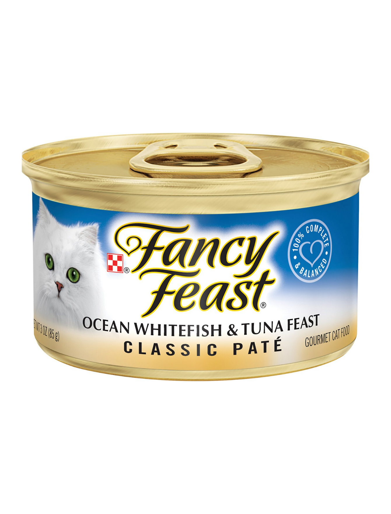 Fancy Feast Classic Ocean Whitefish & Tuna Canned Cat Food 85g - Grain-Free Wet Cat Food for Adult Cats - Perfect for Mealtime, Travel & Picky Eaters