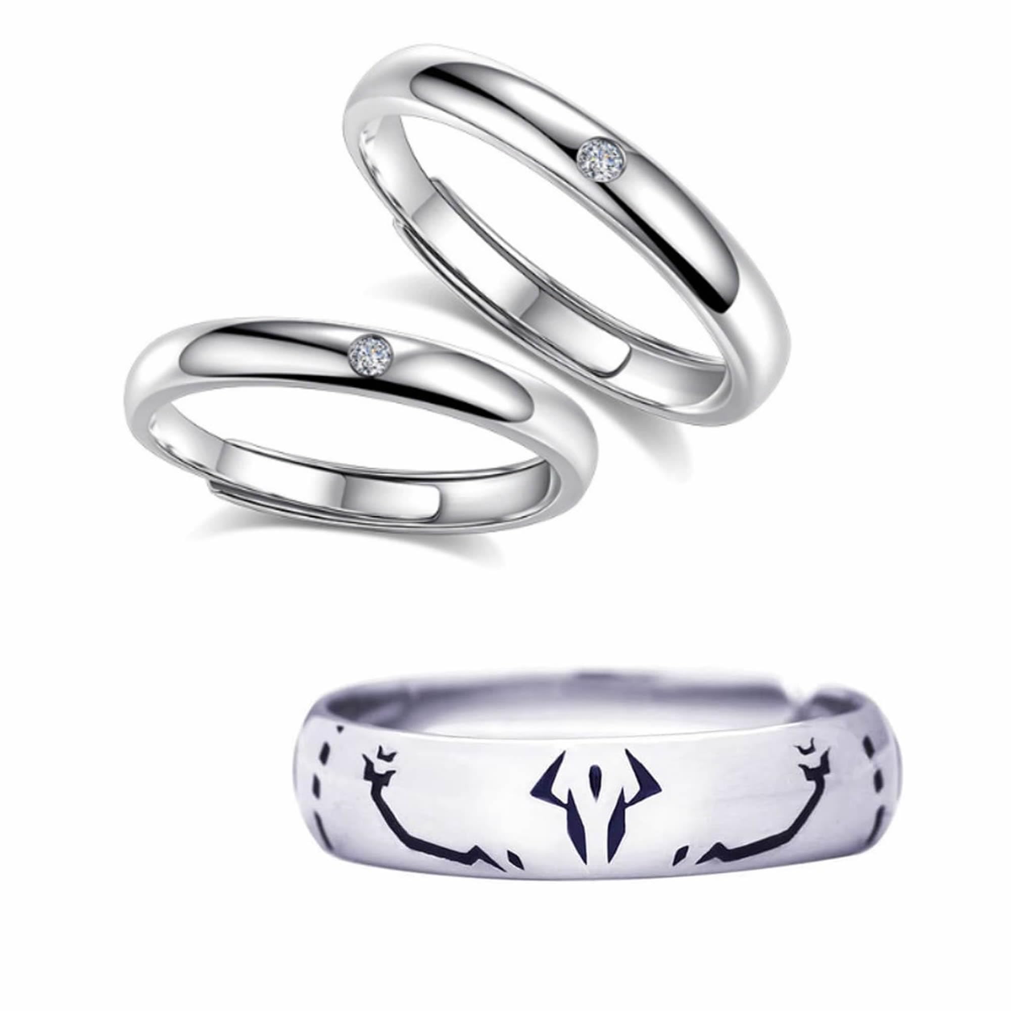 Yuta Okkotsu & Ryoumen Sukuna Anime Cosplay Ring Set - Adjustable Stainless Steel JJK Jewelry for Couples - Perfect for Halloween, Comic Con, and Anime Themed Parties