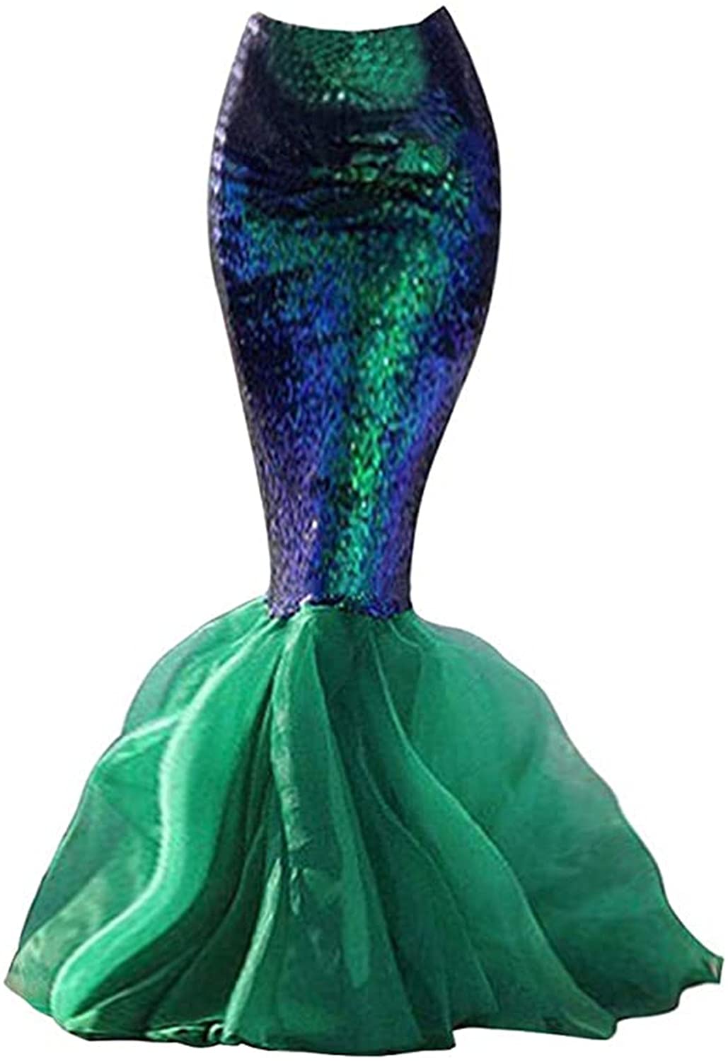 Women's Mermaid Tail Costume Sequin Maxi Skirt - Elegant Cosplay Dress for Halloween Party, Themed Events & Underwater Photo Shoots