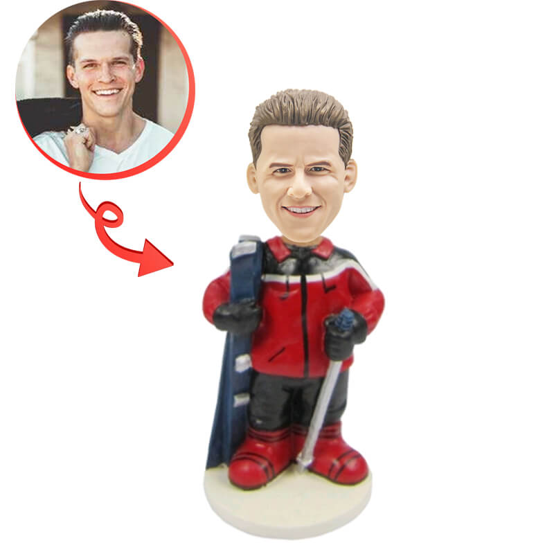 Personalized Skiing Bobblehead - Custom Ski Enthusiast Figurine - Perfect for Gifts, Office Decor & Winter Sports Fans