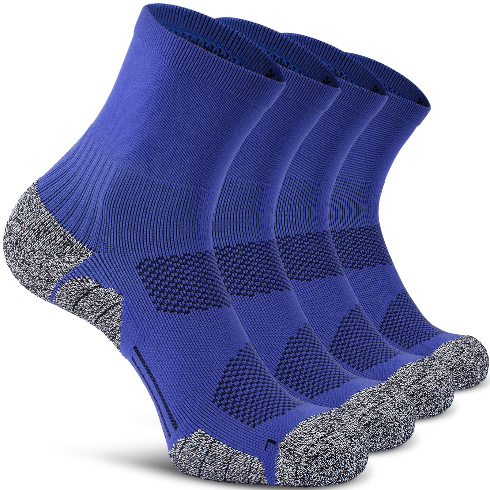 CWVLC Compression Athletic Quarter Socks (4-Pair) - Cushioned Support for Men, Women & Kids - Running, Basketball & Workout Socks for All-Day Comfort