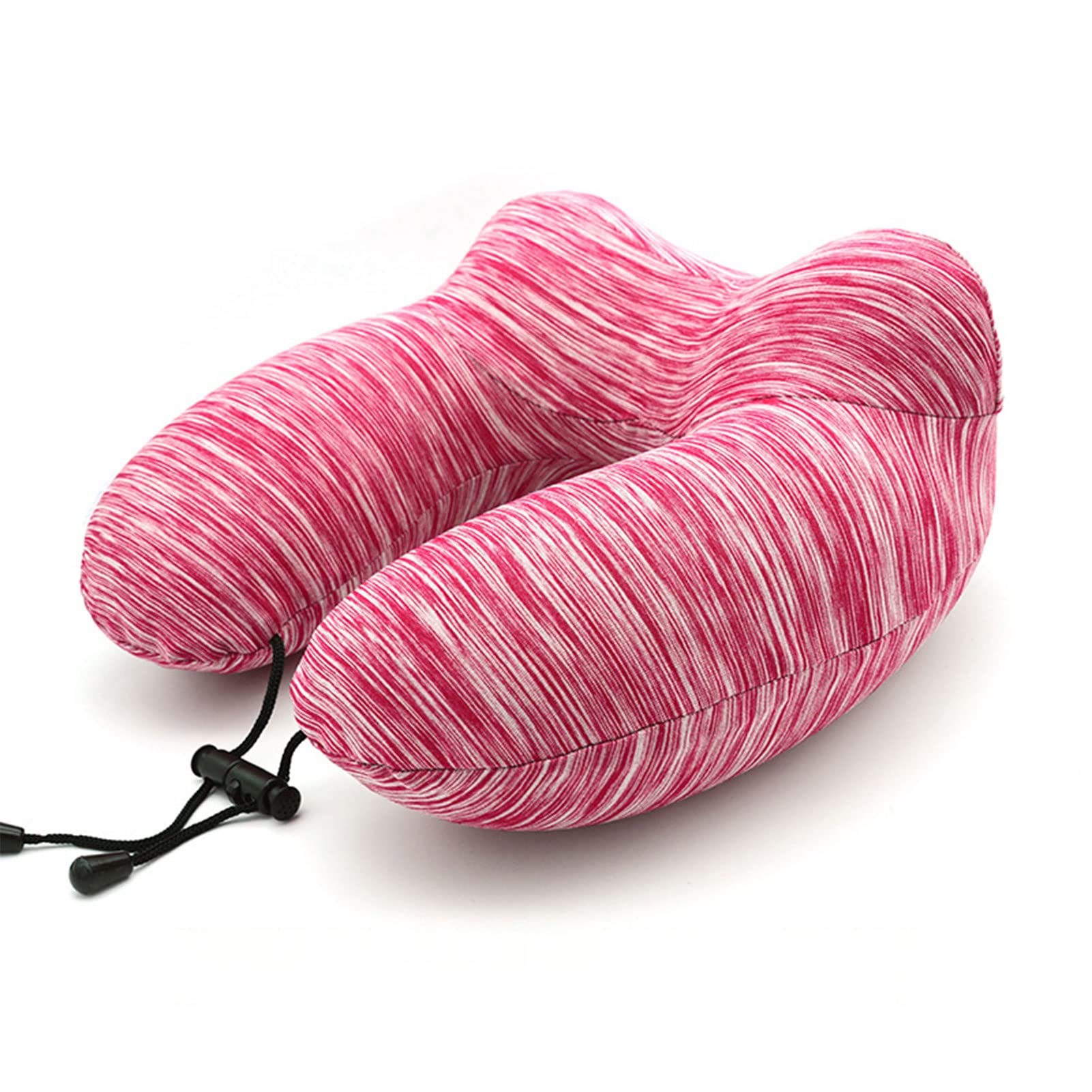 SSLCWL Inflatable Travel Neck Pillow - U-Shaped Portable Pillow for Airplane, Car & Office, Removable Washable Cover, Double Hump Support (Pink, 30x32x12cm) - Perfect for Long Flights, Road Trips & Napping at Work