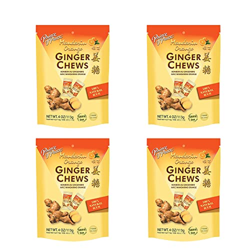 Z. Emma Original Flavor Ginger Chews Candy 4oz - Natural Sweet & Spicy Chewy Candy for Morning Sickness & Nausea Relief - Great for Pregnancy, Travel & Motion Sickness (Orange, 4 Pack)
