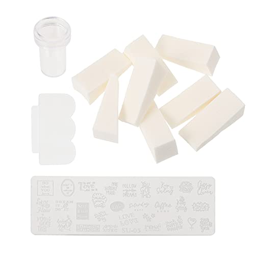 FOMIYES Nail Stamp Kit - 10 Pcs Stainless Steel Nail Art Stamping Plates with Soft Sponge Scraper, Polish Transfer Tool & Silicone Stamps for DIY Manicure | Perfect for Home Salon, Professional Nail Art & Gift Giving